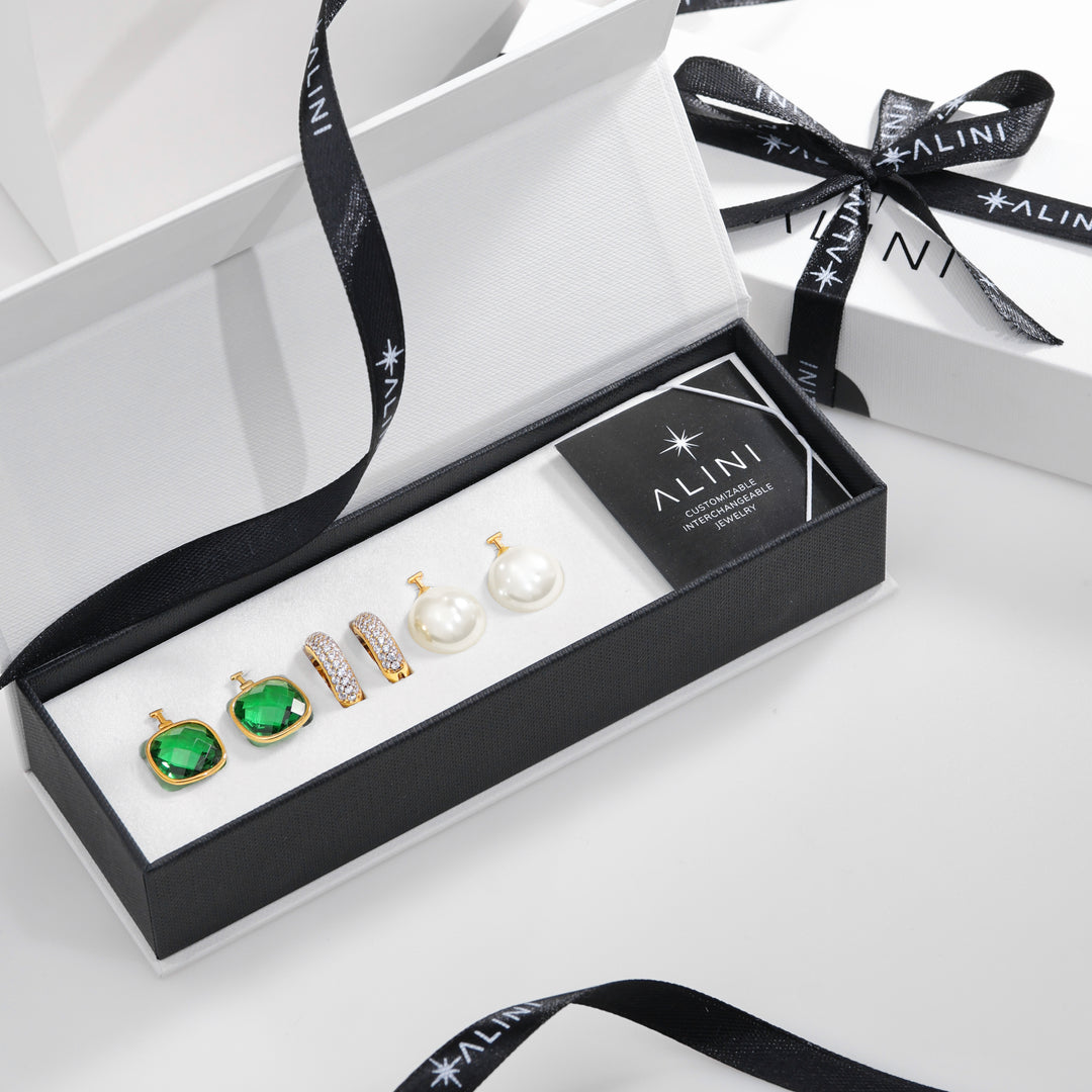 3-in-1 Gold Pavé Hoops