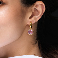 Sepasang Batu Anting Rose Pink Quartz